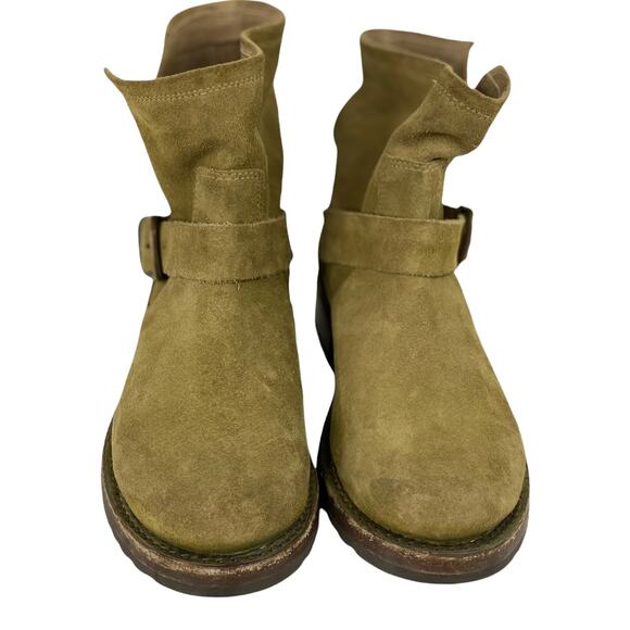 Frye Moto Biker Boot Green Veronica Slouchy Women’s 6 Engineer 70586 Suede NEW - Picture 7 of 8